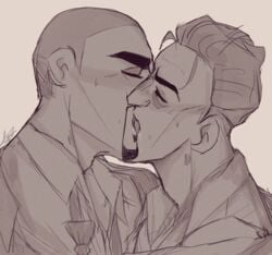 2boys gay killian_(spies_in_disguise) kissing lance_sterling male male/male male_only monochrome sorgrcn spies_in_disguise tagme yaoi