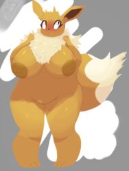 1girls 2019 anthro areola artesjsc big_breasts big_eyes big_nipples blush breasts brown_areola brown_body brown_fur canine chubby digital_media_(artwork) eevee eyelashes feet female female_focus fur furry furry_only huge_ass huge_breasts huge_thighs inverted_nipples looking_away mammal naked neck_tuft nintendo nipples nude original_character overweight overweight_female paws pokémon_(species) pokemon pokemon_(species) pose pussy solo solo_female solo_focus standing tail thick_thighs tuft video_games white_body white_fur wide_hips