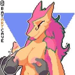 1:1 1girls alpha_channel animated anthro areola batartcave bodily_fluids breasts digital_media_(artwork) disembodied_hand disembodied_penis female furry gif lactating male nipple_penetration nipples penetration penis pink_areola pink_body pink_nipples pixel_art sergal simple_background smile solo straight transparent_background turkinwif_(female)