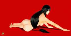 3d artistic_nude black_hair boobs_and_butt_pose breasts derangedgod final_fantasy final_fantasy_vii laying_on_side nude_female solo solo_female tifa_lockhart xnalara