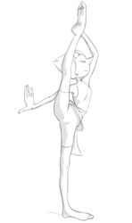 1girls alien alien_humanoid barefoot big_feet feet female flexible foot_fetish foot_focus gem_(species) leg_lift legs long_feet long_legs monochrome pearl_(steven_universe) pussy_mound sleeveless soles solo spats staerk standing_split steven_universe tight_clothing toes