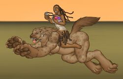 amulet dark-skinned_female female_only hyena jeep post_transformation riding savanna soty transformation