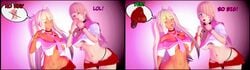 2girls 3d big_penis blonde_hair cold_(numbersguy) dark-skinned_male english_text female femdom interracial koikatsu multiple_girls numbersguy original queen_of_spades small_penis small_penis_humiliation text warm_(numbersguy)