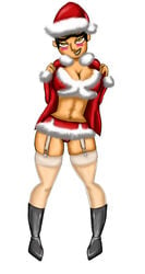 1girls blush boots cameltoe christmas drago-flame eva_(tdi) female female_only fishnets human human_only looking_at_viewer nipples santa_costume santa_hat solo straight_hair total_drama_island