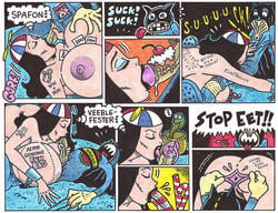 batman batman_(series) batmite blowjob blue_eyeshadow comedy comic dc_comics dexter_cockburn eyeshadow fellatio handjob huge_breasts lipstick oral oral_insertion oral_penetration oral_sex sloppy_blowjob woman_wonder wonder_woman wonder_woman_(series)