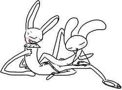 2girls anthro blush duo female female_only flat_chest furry monochrome nude rabbit ruby_(rq) ruby_quest sex yuri