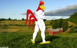 anthro ass chicken fabfelipe flexing foghorn_leghorn furry furry_only male male_only nude soft_feathers standing