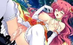 ankoromochi blush breasts censored choker closed_eyes cum cum_in_pussy elbow_gloves female ichijouji_yura long_hair penis pink_hair pussy sex shitsuji_ga_aruji_wo_erabu_toki thighhighs underwear vaginal_penetration