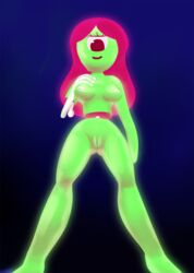 1girls bones breasts cyclops female female_focus green_skin monster monster_girl nipples nude pink_hair pussy simple_background skeleton solo the_amazing_world_of_gumball unknown_artist unknown_character vagina zombie zombie_girl