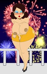 big_breasts bimbo blush breasts eyelashes eyeshadow female female_only fireworks frostbiteboi high_heels huge_breasts large_breasts legs lipstick loudnoises makeup new_year nipples one_eye_closed red_lipstick skirt solo solo_focus straight_hair the_loud_house thicc_qt thick thick_thighs thighs topless wink