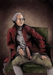 2020 fine_art_parody history huge_cock king_george_iii male male_focus male_only open_pants penis royalty uniform