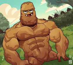 animate_inanimate anthro bara barazoku brown_body detailed_background flora_fauna male male_focus male_only man_boobs muscles muscular muscular_male no_genitals no_nipples plantie plants_vs_zombies plants_vs_zombies_2:_it's_about_time primal_wall-nut_(pvz) smiling_at_viewer tehbluebubble upper_body video_games wall-nut_(pvz) wallnut_(pvz) walnut what