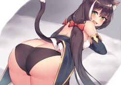 1girls ass ass_cleavage big_ass butt_crack catgirl female female_only kuavera kyaru_(princess_connect) looking_at_viewer looking_back panties princess_connect! princess_connect!_re:dive solo wide_hips