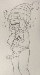 blush bobble_(splatoon) chubby femdom handdrawn hoodie inkling inkling_girl splatoon splatoon_(manga) strap-on 小畑