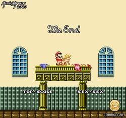 16-bit 1boy animated clothes_on_floor doggy_style ending male mario mario_(series) mayin nintendo pixel_art points princess_peach snes super_mario_all-stars super_mario_bros._2