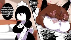 1girls androjuniarto anus ass cum_in_pussy dark-skinned_male female gaping_anus instant_loss_2koma maid maidbot_(androjuniarto) male master mating_press mob_face pounding robot_girl tagme