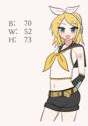 !! animated animated_gif bikini_snap breast_expansion breast_growth_(enlargement) breasts closed_mouth embarrassed female full-face_blush gif gigantic_breasts hyper_breasts kagamine_rin open_mouth sequence shocked spoken_blush stray_oekaki striped_bikini triangle_mouth vocaloid wavy_mouth yellow_bikini