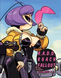 1girls alex_ahad big_breasts bodysuit breasts cleavage clothed eye_contact fallout_(alex_ahad) female half-closed_eyes looking_at_viewer oh8 roccamione text the_black_torch thick_thighs wide_hips