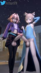 2boys 3d astolfo_(fate) balls crossover derringersfm erection fate/apocrypha fate_(series) felix_argyle femboy girly huge_cock hung_trap looking_at_viewer male male_only penis re:zero_kara_hajimeru_isekai_seikatsu source_filmmaker testicles trap yaoi