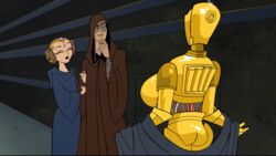 1boy 2003 2girls alley alternate_breast_size anakin_skywalker ass big_breasts biting_lip breasts breasts_bigger_than_ass c-3po cloak clone_wars clone_wars_(2003) closed_eyes clothed clothed_male clothing coruscant droid edit flashing flashing_breasts genderbend genderswap_(mtf) gold gold_(metal) gold_body gynoid happy hood hsppy huge_breasts humanoid lip_biting looking_at_another male multiple_girls open_mouth outdoors padme_amidala presenting presenting_breasts protocol_droid rear_view robot rule_63 sci-fi science_fiction scifi screen_rant_thumbnail_material screencap screenshot screenshot_edit silverfox12 small_ass smile standing star_wars stripping third-party_edit top_heavy trio undressing watching