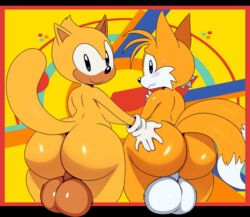 2boys ass ass_grab big_ass big_balls blush brown_skin butt calm detailed_background edit flying_squirrel fox furry furry_only gay gloves hand_on_ass handwear male male/male male_only nervous oddity_(editor) orange_fur orange_skin ray_the_flying_squirrel sega segasonic_the_hedgehog_(game) sonic_(series) sonic_mania sssonic2 tails teapot_(body_type) white_fur white_skin yaoi yellow_fur