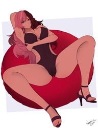 1girls big_breasts breasts cameltoe cleavage female female_only large_breasts looking_at_viewer nachocobana neo_(rwby) rwby solo spread_legs