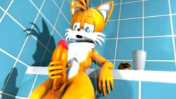 1boy 3d animated balls burstingseas canine fox furry furry_only huge_cock male male_only masturbation penile_masturbation penis solo sonic_(series) tails thick_penis yellow_fur