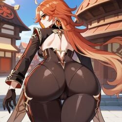 1female 1girls 1woman ai_generated ass ass_focus big_ass big_butt big_thighs brown-tinted_eyewear butt_focus female female_focus female_only genshin_impact girl huge_ass huge_butt huge_thighs mavuika_(genshin_impact) orange-tinted_eyewear sunglasses thick thick_ass thick_butt tinted_eyewear