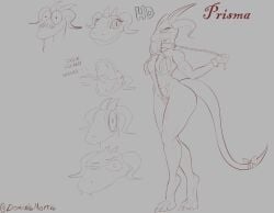 chains dominismortis line_art lizard lizard_girl lizard_humanoid prisma scalie scalie_female scalie_humanoid silly_face sketch skimpy_clothes