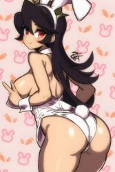 1girls ass back_view big_breasts bunny_ears fat_ass filia_(skullgirls) samson_(skullgirls) shiro_arts skullgirls