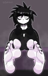 1girls barefoot black black_hair emo feet female foot_fetish foot_focus goth i_can't_sleep looking_at_viewer nia_(i_can't_sleep) pale_skin pov reathroch soles solo solo_female sweat toes white_eyes white_skin youtube youtuber