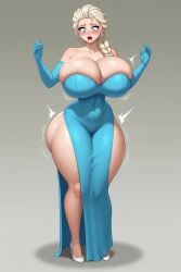 1girls ai_generated breasts dap1ngu1n disney elsa_(frozen) female frozen_(film) high_heels huge_breasts jessica_rabbit_(cosplay) large_breasts who_framed_roger_rabbit