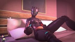 3d cat exposed_penis fortnite futa_only futanari holding_penis imminent_sex looking_at_viewer lynx_(fortnite) mask masked masked_futa on_bed pellenor penis suit tagme