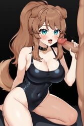 1boy 1girls ai_generated animal_ears animal_tail big_breasts blush breasts brown_hair dog_girl kemonomimi latam_virtual_youtuber lilybell_vt long_hair looking_at_viewer masturbation nude_male pov tagme thighs tupadrev4 virtual_youtuber vtuber