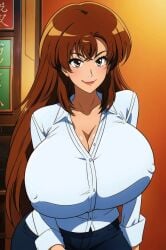 ai_generated big_ass big_breasts breast_expansion long_hair milf misaka_misuzu tktbro very_long_hair