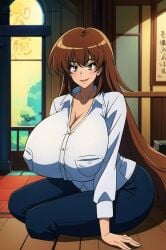 ai_generated big_ass big_breasts breast_expansion long_hair milf misaka_misuzu tktbro very_long_hair