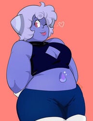 agate_(gem) baby_blue_agate_(zawa-ro) big_breasts blue_eyes blue_hair blue_skin breasts chubby cleavage cleavage_cutout gem_(species) gemsona midriff navel_gem steven_universe