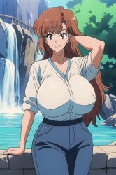 aged_up ai_generated big_ass big_breasts breast_expansion long_hair milf misaka_mikoto off_model poor_quality tktbro very_long_hair