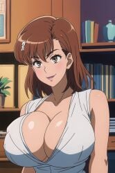 aged_up ai_generated big_ass big_breasts breast_expansion milf misaka_mikoto off_model poor_quality tktbro