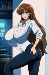 ai_generated big_ass big_breasts breast_expansion long_hair milf misaka_misuzu tktbro very_long_hair