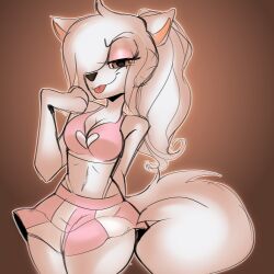 19itsme87 breasts canine furry girly pigtail samoyed skirt smug_face uniform white_fur