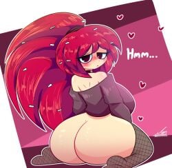 big_ass big_breasts bottomless bottomless_female female female_focus fishnet_stockings flaky_(htf) happy_tree_friends humanized looking_at_viewer moonlightdrawinguwu red_hair tagme