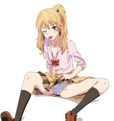 aihara_yuzu blonde_hair citrus_(saburouta) clothing condom gyaru ribonzu small_breasts