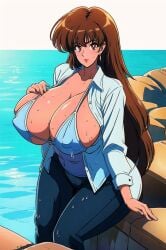 ai_generated big_ass big_breasts breast_expansion long_hair milf misaka_misuzu tktbro very_long_hair wet