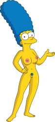 blue_hair completely_nude_female hair_blue lionprideart marge_simpson milf mother naked_female the_simpsons transparent_background yellow_body