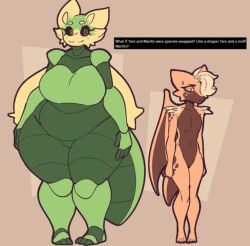 body_swap dragon featureless_breasts featureless_crotch fur green marilin_(inkplasm) moth orange_scales request skinny_male slightly_chubby species_swap taro_(inkplasm) welwraith wings