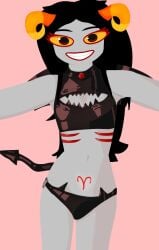 1girls alien aradia_megido black_hair_female color colored colored_skin demon_tail edit female female female_focus female_only full_color grey_skin grey_skin homestuck homestuck_troll horn horns lingerie long_hair long_hair_female looking_at_viewer oct2pus partially_clothed partially_clothed_female solo solo_female tail troll underwear