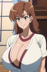 aged_up ai_generated big_ass big_breasts breast_expansion milf misaka_mikoto off_model poor_quality tktbro