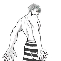 1boy back_view jojo's_bizarre_adventure looking_back male male_only risotto_nero shirtless shirtless_(male) shirtless_male solo vento_aureo