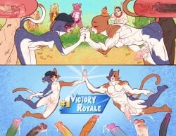 anal anthro balls blush bodily_fluids comic cuddle_team_leader cum duo epic_games erection female fishstick_(fortnite) fortnite genital_fluids genitals internal kaboozey male male/female male/male masturbation meow_skulls_(fortnite) meowscles_(fortnite) open_mouth penis polar_patroller polar_patroller_(fortnite) pubes pussy sunspot_(fortnite) sweat tongue tongue_out vaginal_fluids vaginal_penetration